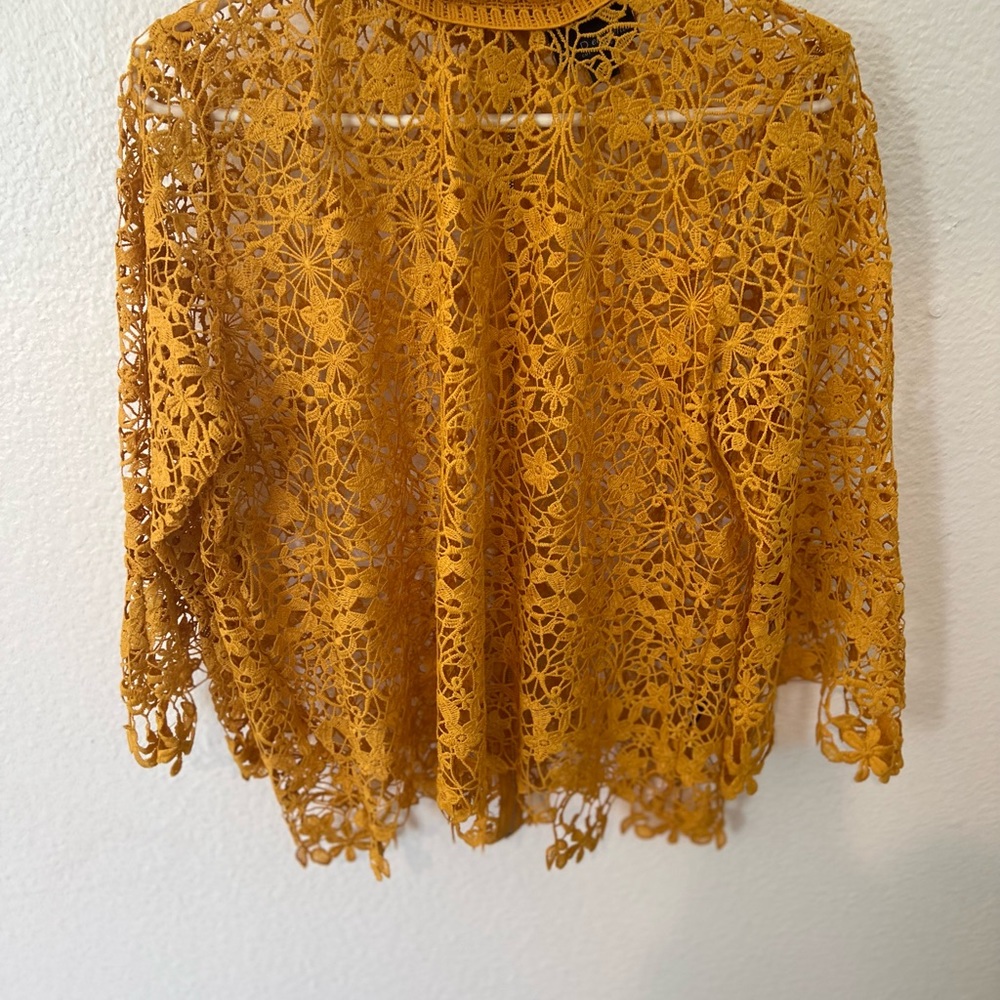 Gold embroidered lace Large crop top